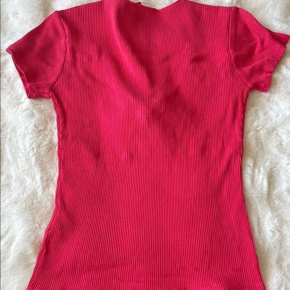 GUESS Women's Red Ribbed Top - Picture 2 of 2